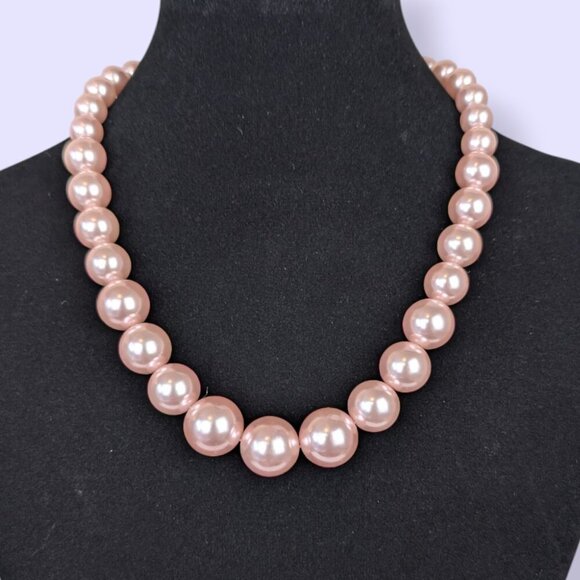 Pink Breast Cancer Awareness Faux Pearl Necklace - Picture 2 of 4